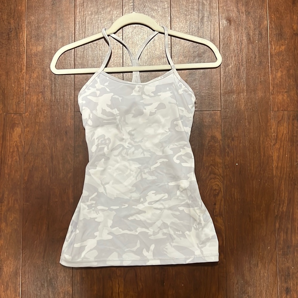Lululemon White camo tank top with built in sports bra!